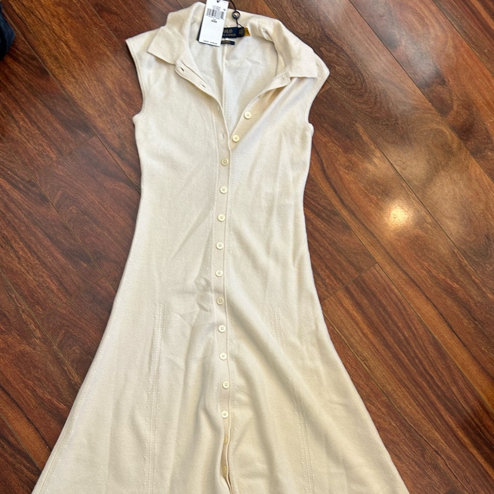 Polo by Ralph Lauren Cream Sleeveless Sheath Dress